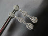 1.57CT DIAMOND 18KT WHITE GOLD 3D CLUSTER INVISIBLE TEAR DROP HANGING EARRINGS