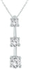 ESTATE 1.0CT DIAMOND 14K WHITE GOLD 3 STONE PAST PRESENT FUTURE FLOATING PENDANT