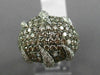 ESTATE LARGE 3.50CT WHITE & CHOCOLATE FANCY DIAMOND 14K WHITE GOLD 3D FLAME RING