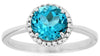 LARGE 1.65CT DIAMOND & AAA BLUE TOPAZ 14K WHITE GOLD ROUND CLASSIC HALO FUN RING