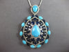 EXTRA LARGE 29.73CT DIAMOND & AAA SAPPHIRE & TURQUOISE 14K WHITE GOLD 3D PENDANT