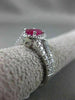 ESTATE 1.55CT DIAMOND & RUBY 14KT WHITE GOLD OVAL HALO FILIGREE ENGAGEMENT RING