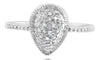 ESTATE .20CT DIAMOND 14KT WHITE GOLD 3D PAVE CLUSTER TEAR DROP FILIGREE FUN RING