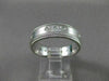 ESTATE WIDE DIAMOND 14K WHITE GOLD 3 STONE ETOILE MENS ANNIVERSARY RING #17838