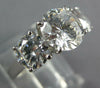 LARGE 4.0CT AAA CUBIC ZIRCONIA 14KT WHITE GOLD 3D 3 STONE ENGAGEMENT RING #27065