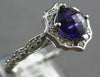 ESTATE 1.1CT DIAMOND & AAA AMETHYST 14KT WHITE GOLD 3D CLASSIC FLOWER LOVE RING