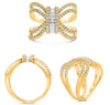 .77CT DIAMOND 14KT YELLOW GOLD ROUND & BAGUETTE INFINITY BOW TIE MULTI ROW RING