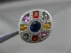 ESTATE LARGE 3.56CT DIAMOND & MULTI COLOR SAPPHIRE 18KT GOLD FILIGREE OVAL RING