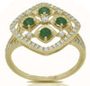 ESTATE .62CT DIAMOND & AAA EMERALD 14KT YELLOW GOLD 3D CLASSIC SQUARE FUN RING