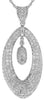 LARGE 1.45CT DIAMOND 14KT WHITE GOLD OVAL MULTI ROW CHANDELIER FLOATING PENDANT