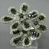 ESTATE LARGE 2.26CT WHITE & BLACK DIAMOND 14KT WHITE GOLD MULTI FLOWER FUN RING