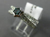 ESTATE .48CT WHITE & BLUE DIAMOND 14KT WHITE GOLD 3D SOLITAIRE STAR X LOVE RING