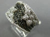 ESTATE LARGE 2.24CT WHITE & BLACK DIAMOND 14KT WHITE GOLD MULTI ROW FLOWER RING