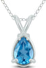 1.0CT AAA BLUE TOPAZ 14KT WHITE GOLD 3D PEAR SHAPE SOLITAIRE FLOATING PENDANT