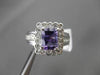ESTATE 1.65CTW DIAMOND & AAA AMETHYST 14KT WHITE GOLD RECTANGULAR HALO FUN RING