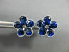 ESTATE LARGE 3.98CT DIAMOND & AAA SAPPHIRE 18KT WHITE GOLD FLOWER STUD EARRINGS
