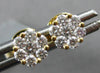ESTATE .38CT DIAMOND 18KT YELLOW GOLD 3D CLASSIC FLOWER INVISIBLE STUD EARRINGS
