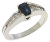 1.03CT DIAMOND & AAA SAPPHIRE 14K WHITE GOLD EMERALD CUT FRIENDSHIP PROMISE RING