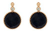 .03CT DIAMOND & AAA SODALITE 14KT ROSE GOLD 3D ROUND MILGRAIN HANGING EARRINGS