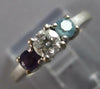 .65CT DIAMOND & AAA AMETHYST & AAA AQUAMARINE 14KT WHITE GOLD 3 STONE LOVE RING