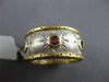 WIDE 1CT AAA RUBY 18KT 2 TONE GOLD MATTE & SHINY SUNBURST FILIGREE ETERNITY RING