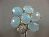ESTATE LARGE 10.25CT DIAMOND & AAA BLUE QUARTZ 14KT YELLOW GOLD 3D FLOWER RING