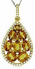 2.20CT DIAMOND & AAA CITRINE 14KT YELLOW GOLD ROUND & OVAL TEAR DROP FUN PENDANT