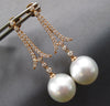 ESTATE LARGE .57CT DIAMOND & AAA SOUTH SEA PEARL 18K ROSE GOLD V SHAPE HANGING EARRINGS