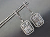 LARGE 3.17CT DIAMOND 18KT WHITE GOLD ROUND & BAGUETTE INVISIBLE HANGING EARRINGS