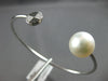.12CT WHITE & BLACK DIAMOND & SOUTH SEA PEARL 18K WHITE GOLD PIE BANGLE BRACELET