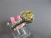 ESTATE LARGE 2.71CT WHITE & FANCY YELLOW DIAMOND 18K 2 TONE GOLD ENGAGEMENT RING