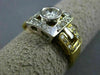 ESTATE WIDE .75CT DIAMOND 18KT TWO TONE GOLD SQUARE BEZEL ENGAGEMENT RING #9804
