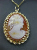 ANTIQUE 14KT YELLOW GOLD HAND CARVED LADY SHELL CAMEO PENDANT BEAUTIFUL! #22105