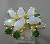 ANTIQUE LARGE 2.60CT AAA OPAL & EMERALD 14KT YELLOW GOLD CLUSTER RING #22660