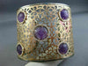 EXTRA LARGE 21.80CT DIAMOND & AAA AMETHYST 14K WHITE & ROSE GOLD BANGLE BRACELET