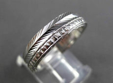 ANTIQUE WIDE 14K WHITE GOLD DIAMOND CUT FILIGREE WEDDING ANNIVERSARY RING #18933