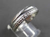ANTIQUE WIDE 14K WHITE GOLD DIAMOND CUT FILIGREE WEDDING ANNIVERSARY RING #18933