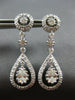 ESTATE 1.46CT DIAMOND 14KT WHITE GOLD ROUND & PEAR SHAPE HANGING EARRINGS #26799