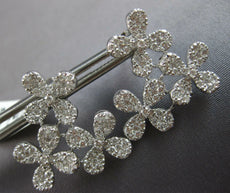 LARGE 2.08CT DIAMOND 18KT WHITE GOLD FLOWER 4 LEAF CLOVER STUD HANGING EARRINGS