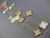 LARGE 4.32CT WHITE & PINK DIAMOND 18K TRI COLOR GOLD FLOWER BY THE YARD NECKLACE