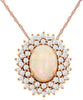 1.23CT DIAMOND & AAA OPAL 14KT ROSE GOLD OVAL & ROUND TRIPLE HALO FLOWER PENDANT