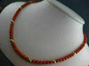 ESTATE AAA RED CORAL & GOLD BEADS 14KT Y GOLD NECKLACE & FILIGREE LOCK 5MM 22069