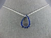 ESTATE .99CT AAA SAPPHIRE 18KT WHITE GOLD 3D OPEN TEAR DROP CLASSIC PENDANT