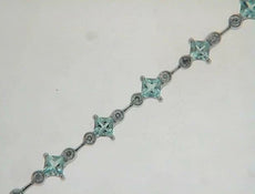 3.82CT DIAMOND & AAA AQUAMARINE 14KT WHITE GOLD PRINCESS & ROUND TENNIS BRACELET