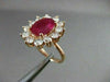 ANTIQUE LARGE 5.56CT DIAMOND & AAA RUBY 14K ROSE GOLD CLUSTER OVAL COCKTAIL RING