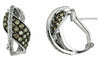 1.39CT WHITE & MOCHA DIAMOND 14K WHITE GOLD PAVE LOVE KNOT LEAF CLIP ON EARRINGS