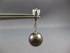 ESTATE .15CT DIAMOND & AAA TAHITIAN PEARL 14K WHITE GOLD 3D BAR HANGING EARRINGS
