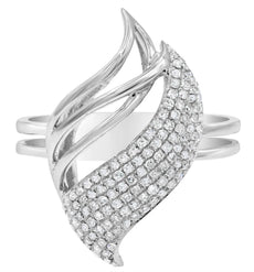 ESTATE .40CT DIAMOND 14KT WHITE GOLD 3D DOUBLE LEAF LOVE KNOT FUN RING