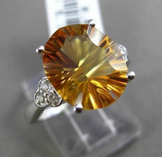 ESTATE 5.24CTW DIAMOND & AAA EXTRA FACET CITRINE 14KT WHITE GOLD ENGAGEMENT RING