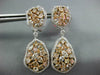 LARGE 7.54CT WHITE & MULTI COLOR DIAMOND 18KT WHITE & ROSE GOLD HANGING EARRINGS